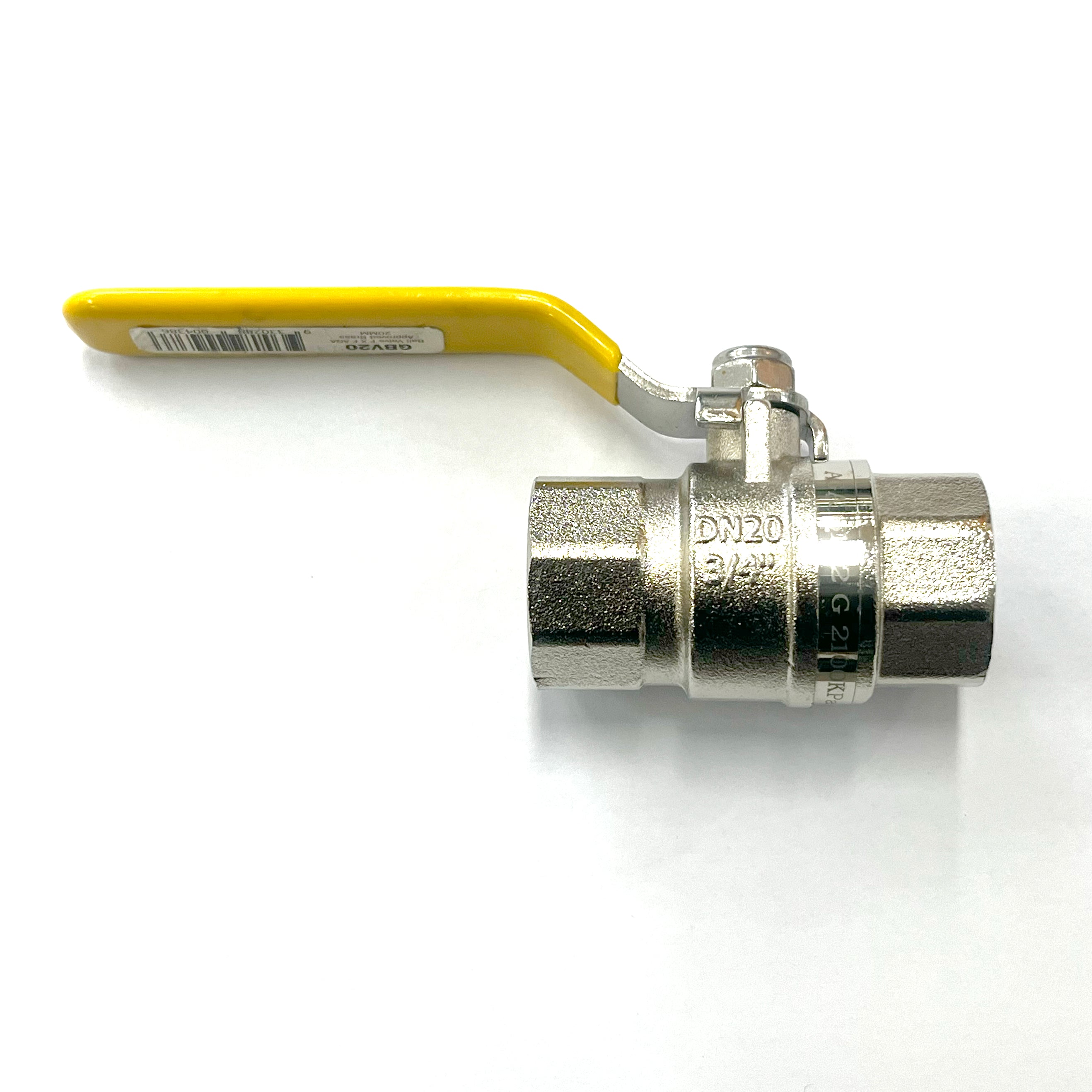 20mm Gas FF Lever Ball Valve GasOnly Yellow